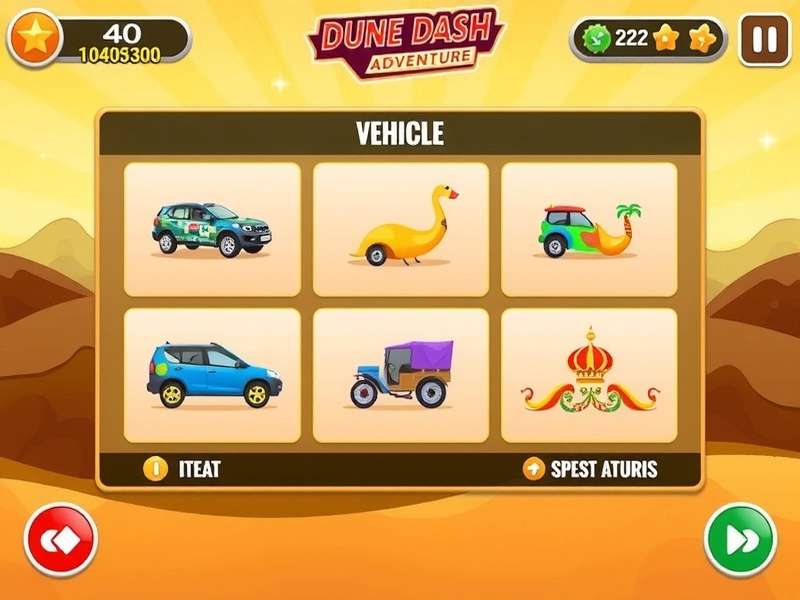 Dune Dash Gameplay - Vehicle Selection Screen